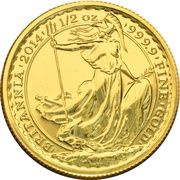 50 Pounds - Elizabeth II 4th portrait; 1/2 oz Fine Gold, United Kingdom, 2014 reverse image