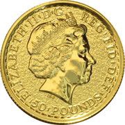 50 Pounds - Elizabeth II 5th portrait; 1/2 oz Fine Gold obverse image