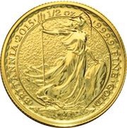 50 Pounds - Elizabeth II 5th portrait; 1/2 oz Fine Gold, United Kingdom, 2015 reverse image