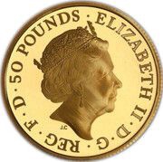 50 Pounds - Elizabeth II 5th portrait; 1/2 oz Fine Gold obverse image