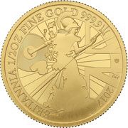 50 Pounds - Elizabeth II 5th portrait; 1/2 oz Fine Gold, United Kingdom, 2017 reverse image