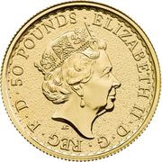 50 Pounds - Elizabeth II 5th portrait; 1/2 oz Fine Gold obverse image