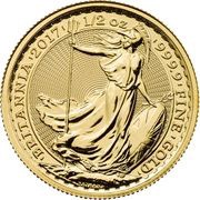 50 Pounds - Elizabeth II 5th portrait; 1/2 oz Fine Gold, United Kingdom, 2017 reverse image