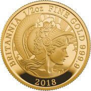 50 Pounds - Elizabeth II 5th portrait; 1/2 oz Fine Gold, United Kingdom, 2018 reverse image
