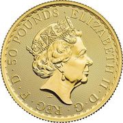 50 Pounds - Elizabeth II 5th portrait; 1/2 oz Fine Gold obverse image