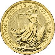 50 Pounds - Elizabeth II 5th portrait; 1/2 oz Fine Gold, United Kingdom, 2018-2020 reverse image