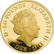 50 Pounds - Elizabeth II 5th portrait; 1/2 oz Fine Gold obverse image