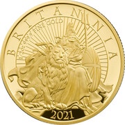 50 Pounds - Elizabeth II 5th portrait; 1/2 oz Fine Gold, United Kingdom, 2021 reverse image