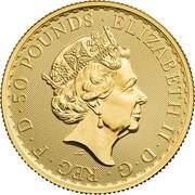 50 Pounds - Elizabeth II 5th portrait; 1/2 oz Fine Gold obverse image