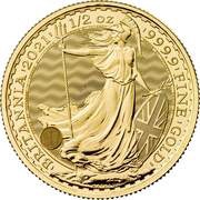 50 Pounds - Elizabeth II 5th portrait; 1/2 oz Fine Gold, United Kingdom, 2021-2023 reverse image