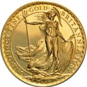 100 Pounds - Elizabeth II 3rd portrait; 1 oz Fine Gold, United Kingdom, 1987-1989 reverse image