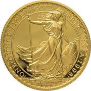 100 Pounds - Elizabeth II 4th portrait; 1 oz Fine Gold, United Kingdom, 1998-2012 reverse image