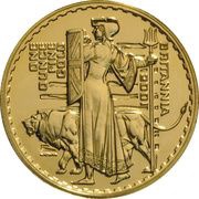 100 Pounds - Elizabeth II 4th portrait; 1 oz Fine Gold, United Kingdom, 2001 reverse image