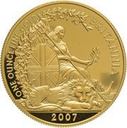 100 Pounds - Elizabeth II 4th portrait; 1 oz Fine Gold, United Kingdom, 2007 reverse image