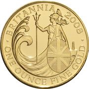 100 Pounds - Elizabeth II 4th portrait; 1 oz Fine Gold, United Kingdom, 2008 reverse image
