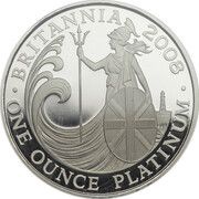 100 Pounds - Elizabeth II 4th portrait; 1 oz Fine Platinum, United Kingdom, 2008 reverse image