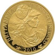 100 Pounds - Elizabeth II 4th portrait; 1 oz Fine Gold, United Kingdom, 2010 reverse image