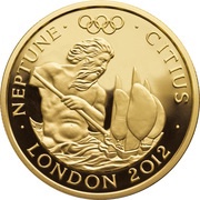 100 Pounds - Elizabeth II Neptune - Citius; Gold Proof, United Kingdom, 2010 reverse image