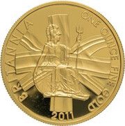 100 Pounds - Elizabeth II 4th portrait; 1 oz Fine Gold, United Kingdom, 2011 reverse image