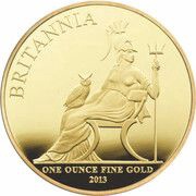 100 Pounds - Elizabeth II 4th portrait; 1 oz Fine Gold, United Kingdom, 2013 reverse image
