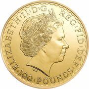 100 Pounds - Elizabeth II 4th portrait; 1 oz Fine Gold obverse image