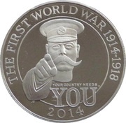 100 Pounds - Elizabeth II World War I; Platinum Proof, United Kingdom, 2014 reverse image