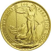 100 Pounds - Elizabeth II 4th portrait; 1 oz Fine Gold, United Kingdom, 2015 reverse image