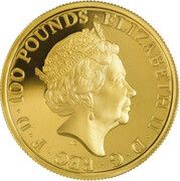 100 Pounds - Elizabeth II 5th portrait; 1 oz Fine Gold obverse image