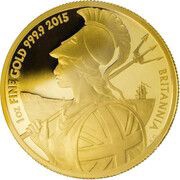 100 Pounds - Elizabeth II 5th portrait; 1 oz Fine Gold, United Kingdom, 2015 reverse image