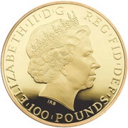100 Pounds - Elizabeth II Year of the Sheep; Gold Proof obverse image