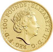 100 Pounds - Elizabeth II 5th portrait; 1 oz Fine Gold obverse image