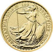 100 Pounds - Elizabeth II 5th portrait; 1 oz Fine Gold, United Kingdom, 2016 reverse image