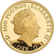 100 Pounds - Elizabeth II 5th portrait; 1 oz Fine Gold obverse image