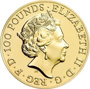 100 Pounds - Elizabeth II Year of the Monkey; 1 oz Fine Gold obverse image