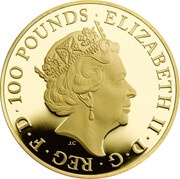 100 Pounds - Elizabeth II Year of the Monkey; Gold Proof obverse image