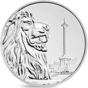 100 Pounds - Elizabeth II 2 oz Fine Silver; Trafalgar Square, United Kingdom, 2016 reverse image