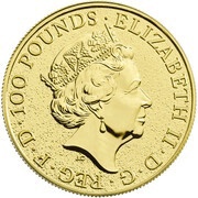 100 Pounds - Elizabeth II Lion of England; 1 oz Fine Gold obverse image