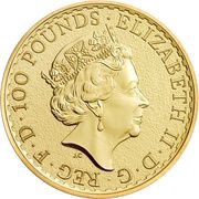 100 Pounds - Elizabeth II 5th portrait; 1 oz Fine Gold obverse image
