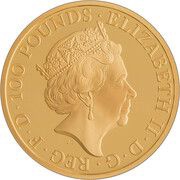 100 Pounds - Elizabeth II 5th portrait; 1 oz Fine Gold obverse image