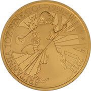 100 Pounds - Elizabeth II 5th portrait; 1 oz Fine Gold, United Kingdom, 2017 reverse image