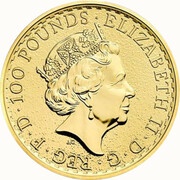 100 Pounds - Elizabeth II Year of the Rooster; 1 oz Fine Gold obverse image