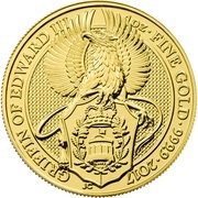 100 Pounds - Elizabeth II Griffin of Edward III; 1 oz Fine Gold, United Kingdom, 2017 reverse image