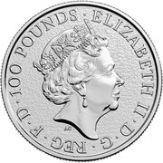 100 Pounds - Elizabeth II Lion of England; 1 oz Fine Platinum obverse image