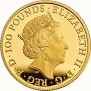 100 Pounds - Elizabeth II Lion of England; Gold Proof obverse image