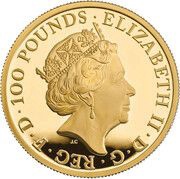 100 Pounds - Elizabeth II 5th portrait; 1 oz Fine Gold obverse image