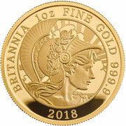 100 Pounds - Elizabeth II 5th portrait; 1 oz Fine Gold, United Kingdom, 2018 reverse image
