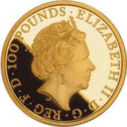 100 Pounds - Elizabeth II 5th portrait; Oriental Border, Gold Proof obverse image