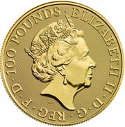 100 Pounds - Elizabeth II Year of the Dog; 1 oz Fine Gold obverse image