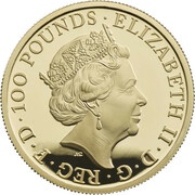 100 Pounds - Elizabeth II Year of the Dog; Gold Proof obverse image
