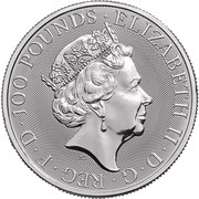 100 Pounds - Elizabeth II Griffin of Edward III; 1 oz Fine Platinum obverse image